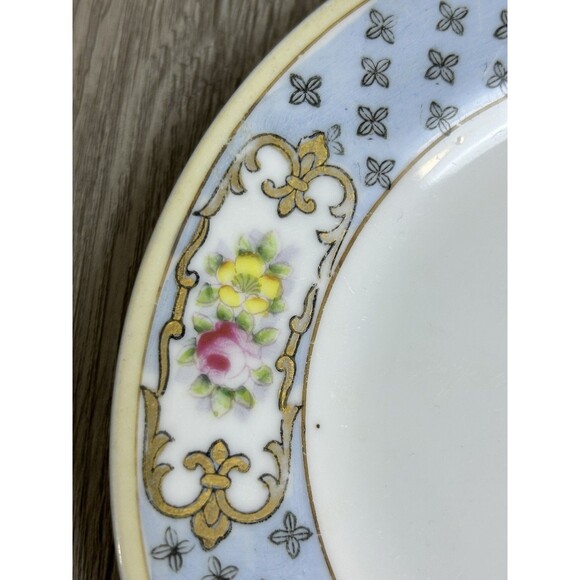 Vintage Noritake Bread Salad Plate 6-½" Replacement Blue Rim Floral Design - Picture 4 of 8